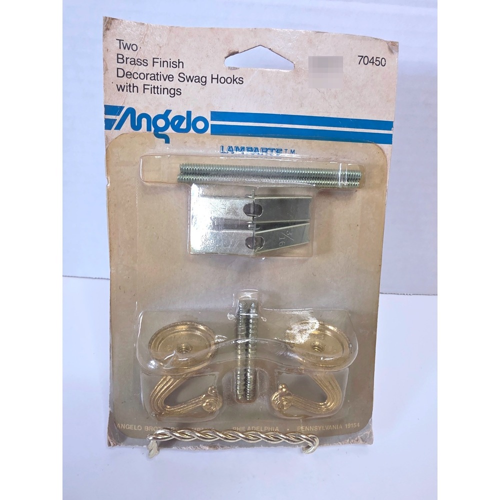 Angelo Brass Finish Decorative Swag Hooks with Fittings‎ 2 Pack Vintage 70450